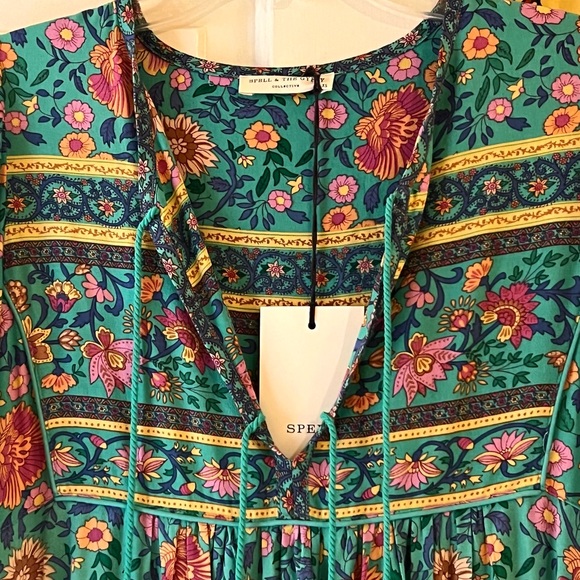 πΊπHPππΊ NWT Spell & The Gypsy Folk Town Boho Midi Dress - Picture 11 of 16